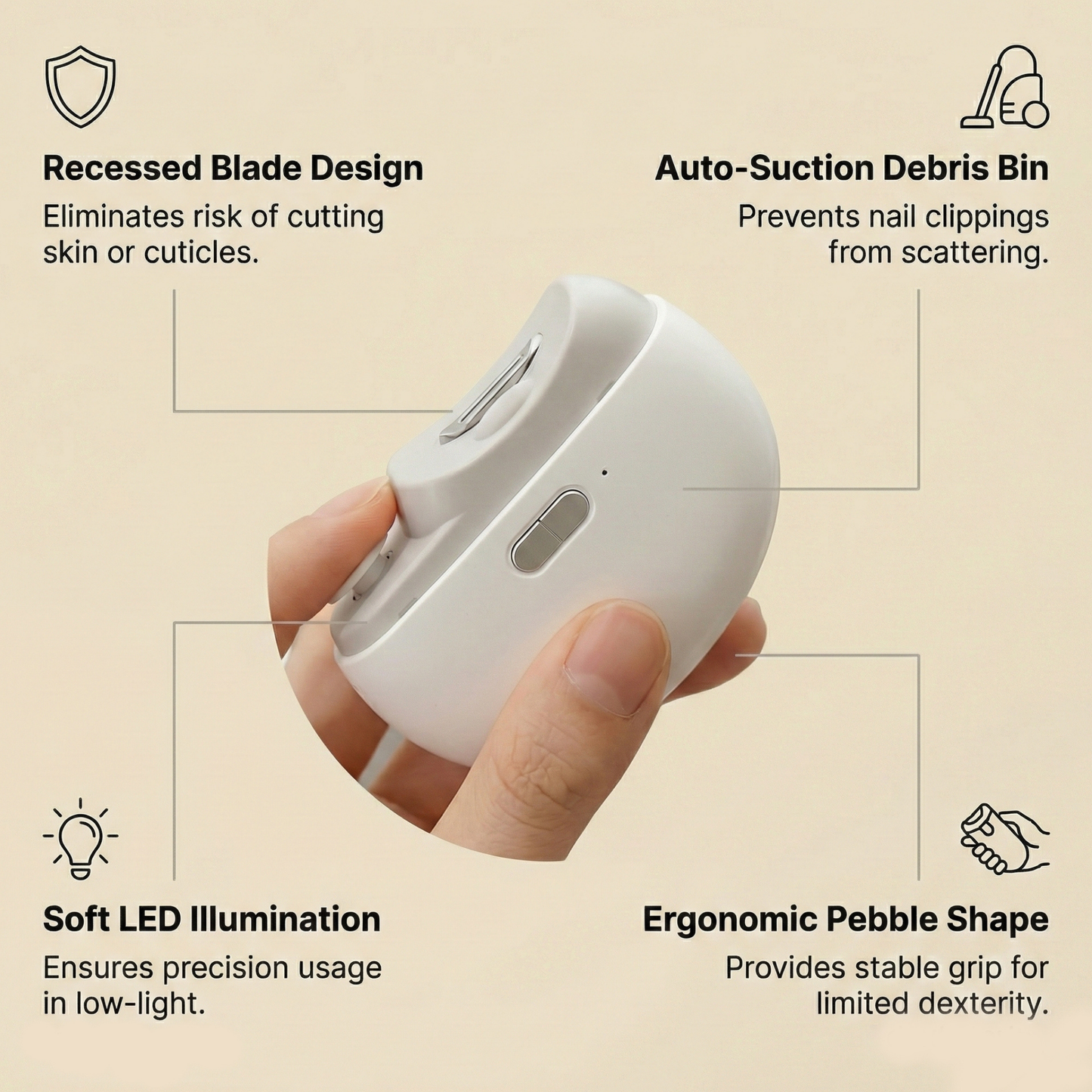 NailEase 2-in-1 Electric Nail Clipper & File