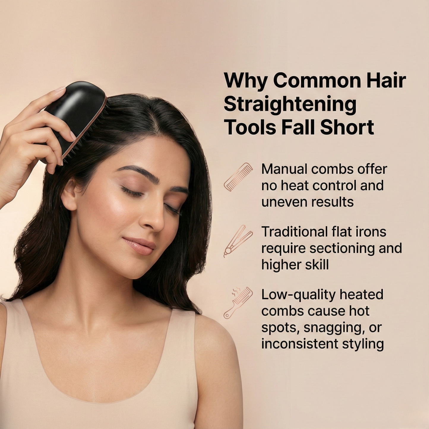 GlamComb Mini Hair Straightener Comb