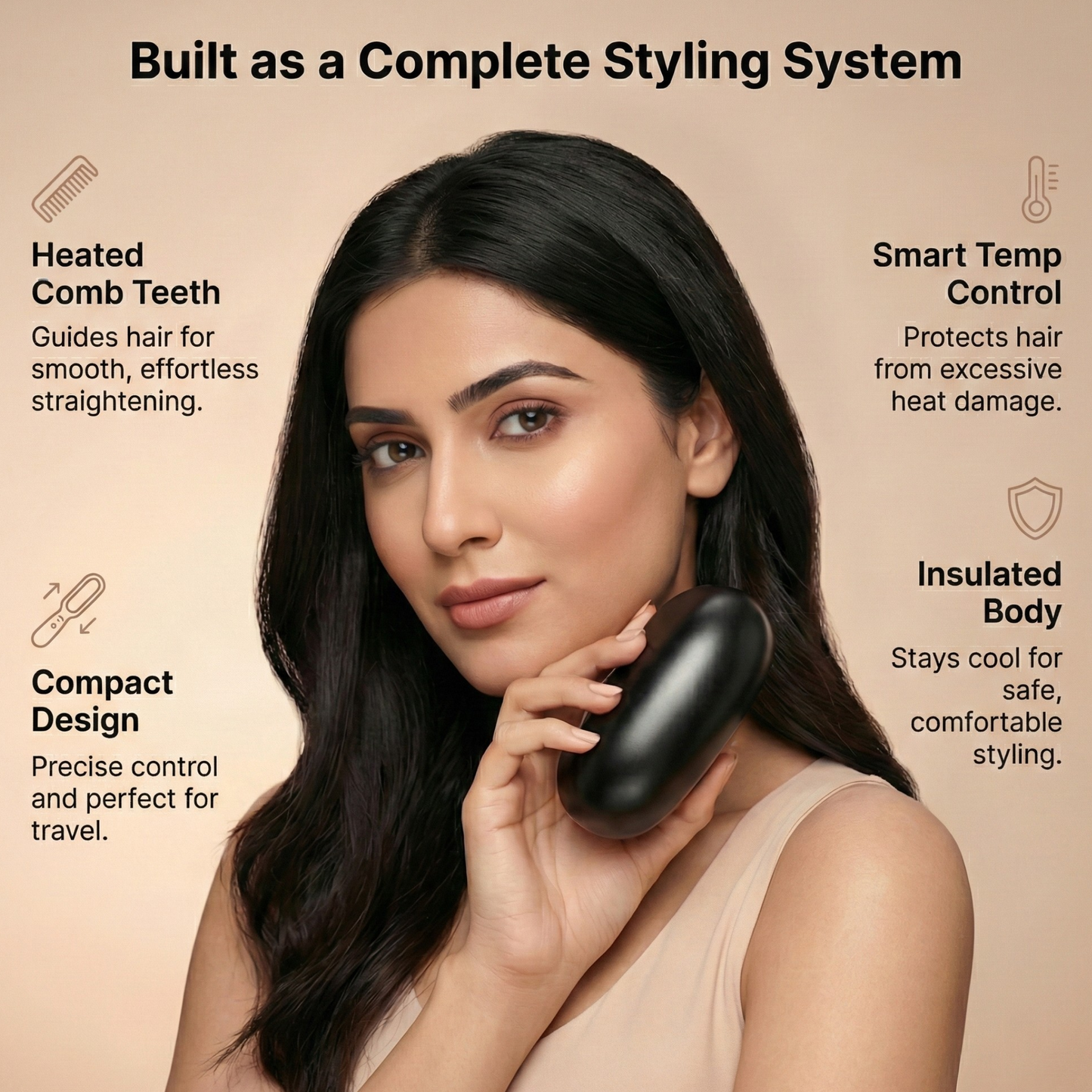 GlamComb Mini Hair Straightener Comb