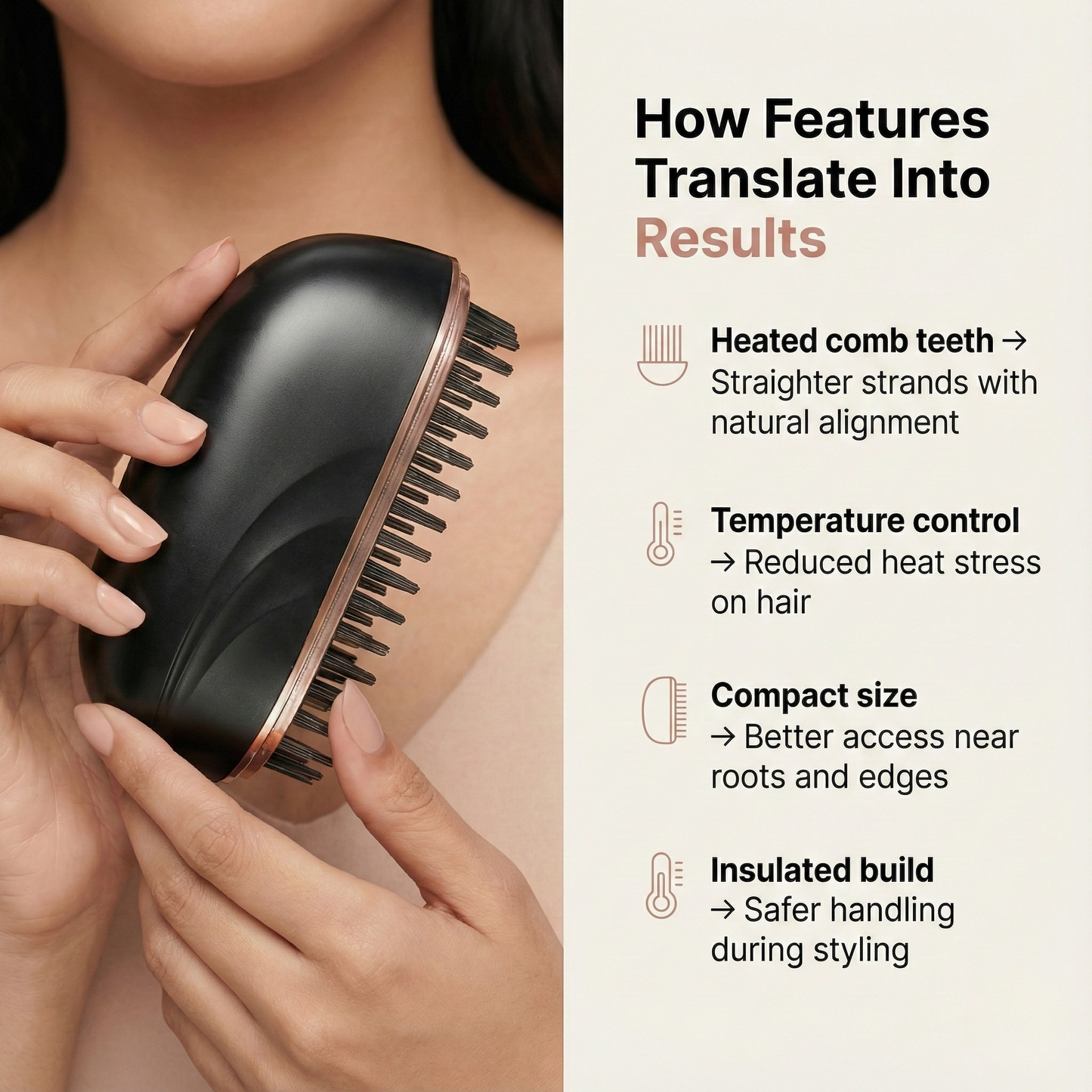 GlamComb Mini Hair Straightener Comb