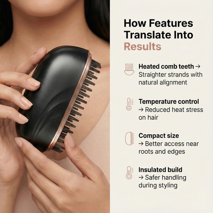 GlamComb Mini Hair Straightener Comb