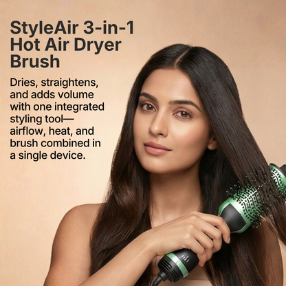 StyleAir 3-in-1 Hot Air Dryer Brush, Straightener & Volumizer Styling Tool