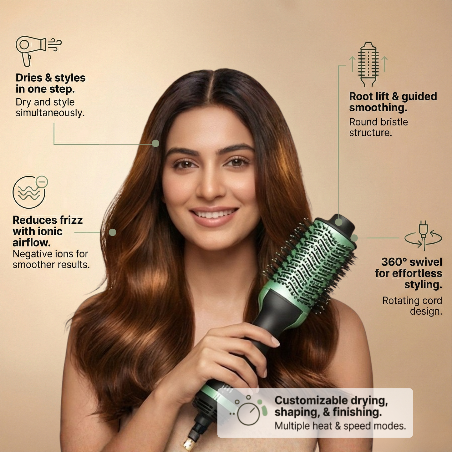 StyleAir 3-in-1 Hot Air Dryer Brush, Straightener & Volumizer Styling Tool