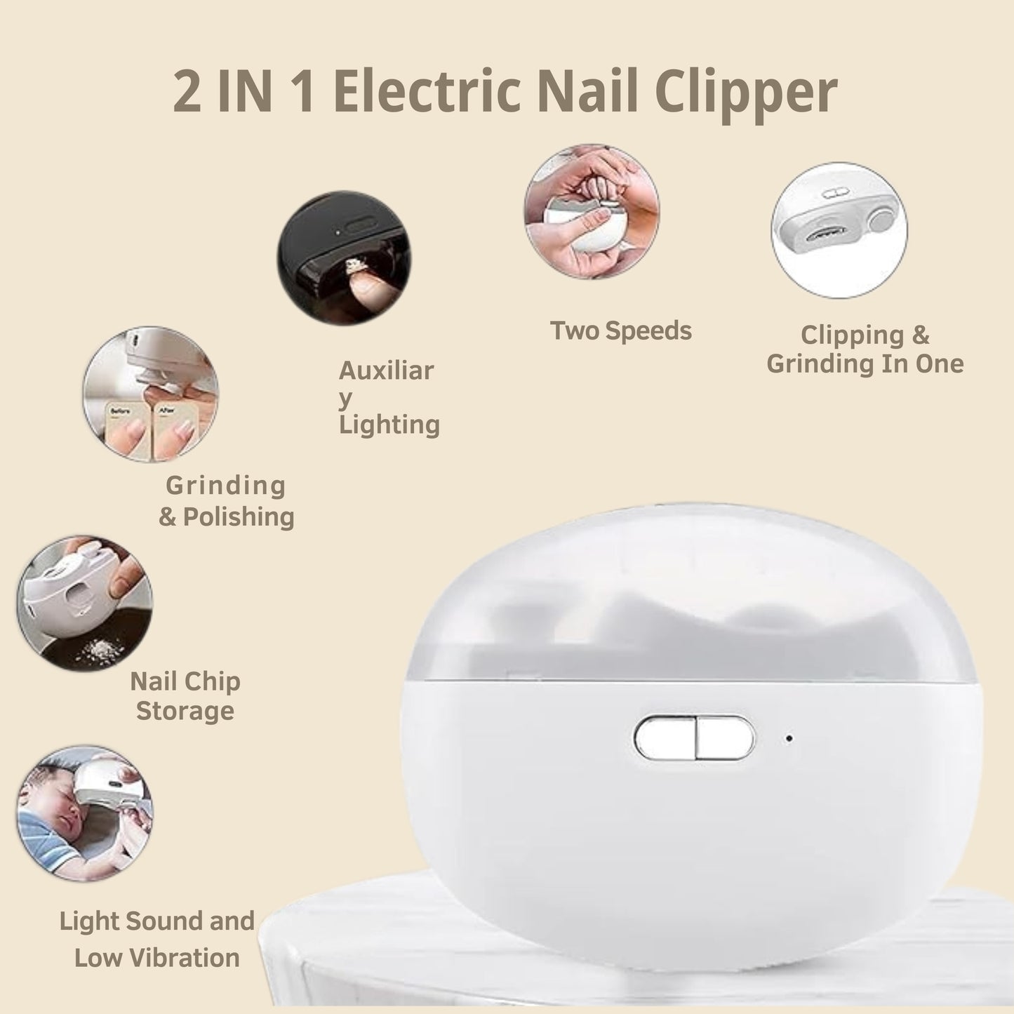 NailEase 2-in-1 Electric Nail Clipper & File
