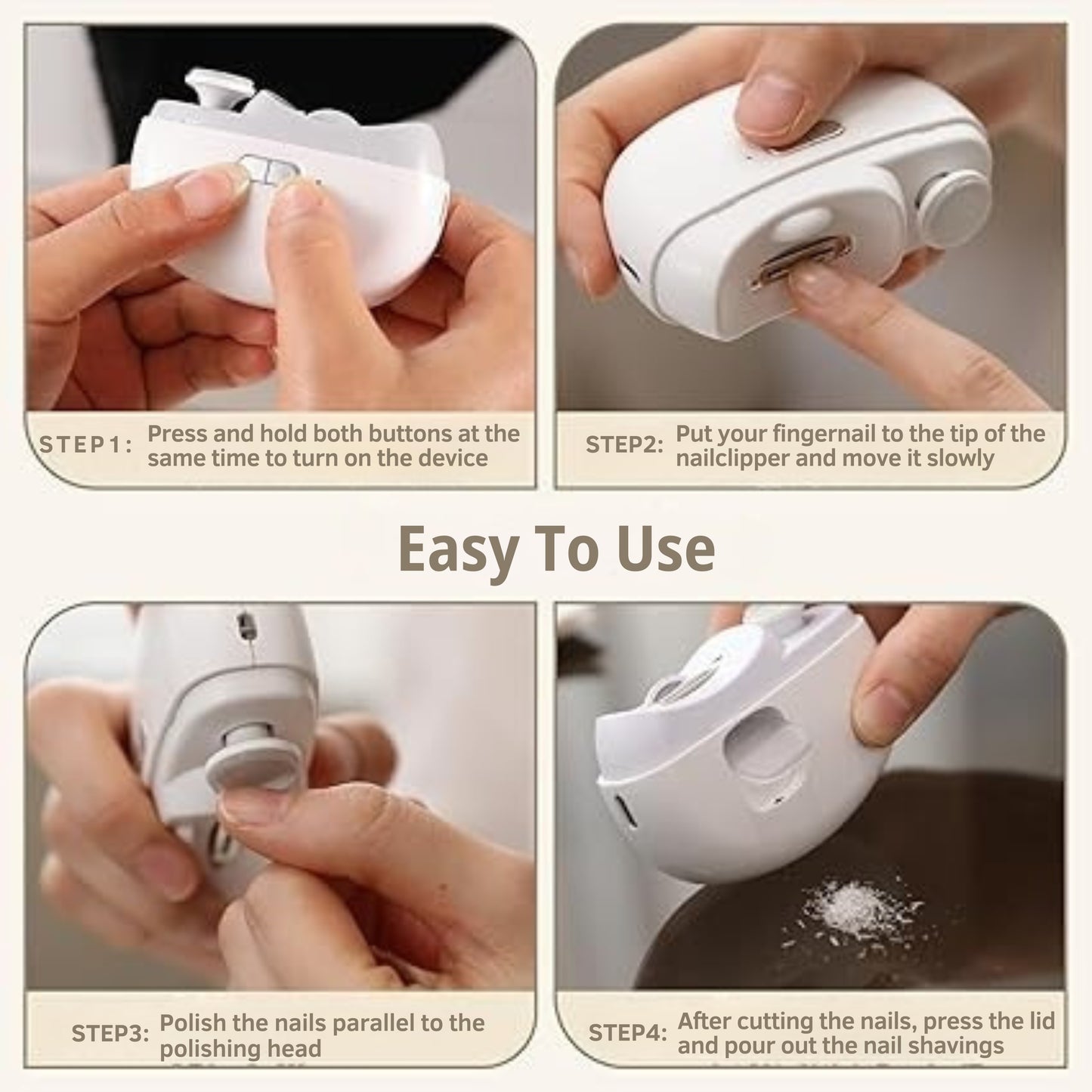 NailEase 2-in-1 Electric Nail Clipper & File
