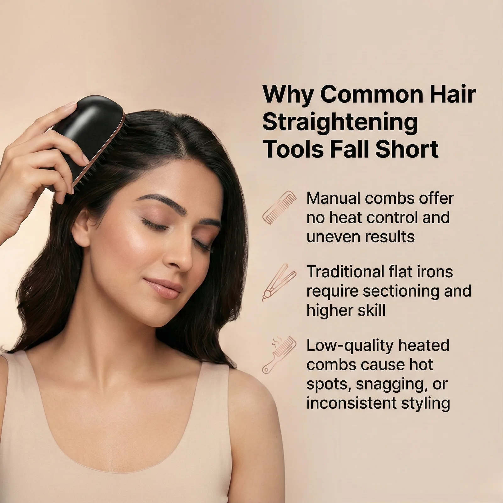 GlamComb Mini Hair Straightener Comb