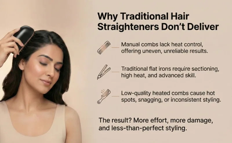 GlamComb Mini Hair Straightener Comb