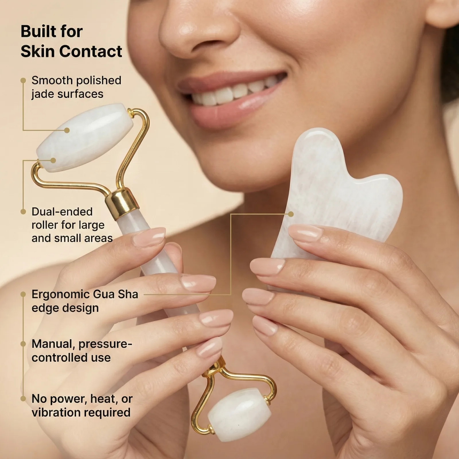 Pearl Jade Roller & Gua Sha Set