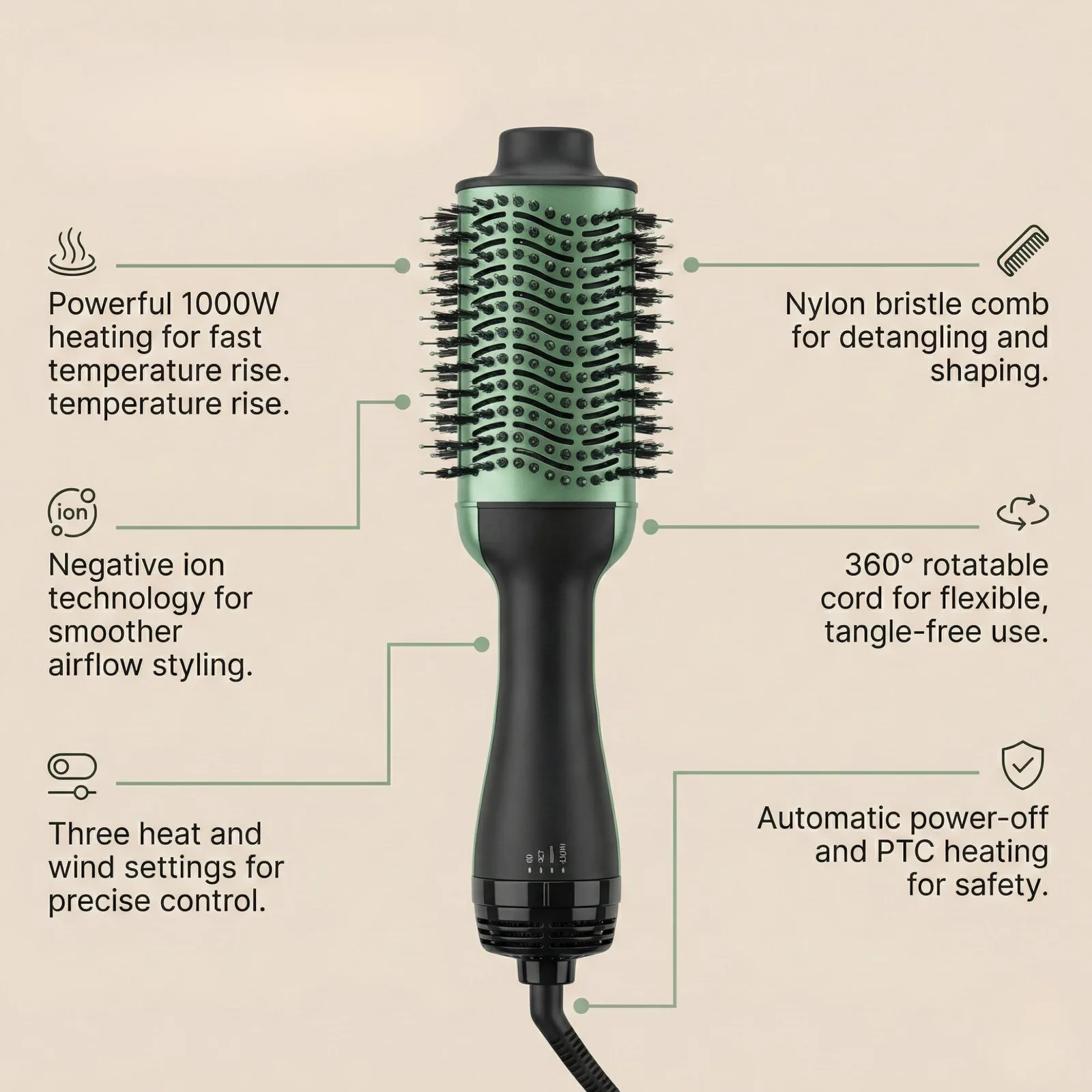 StyleAir 3-in-1 Hot Air Dryer Brush, Straightener & Volumizer Styling Tool