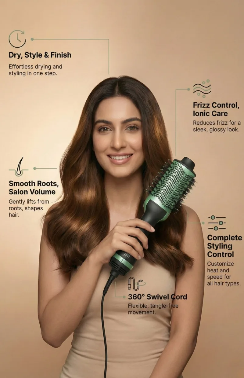 StyleAir 3-in-1 Hot Air Dryer Brush, Straightener & Volumizer Styling Tool