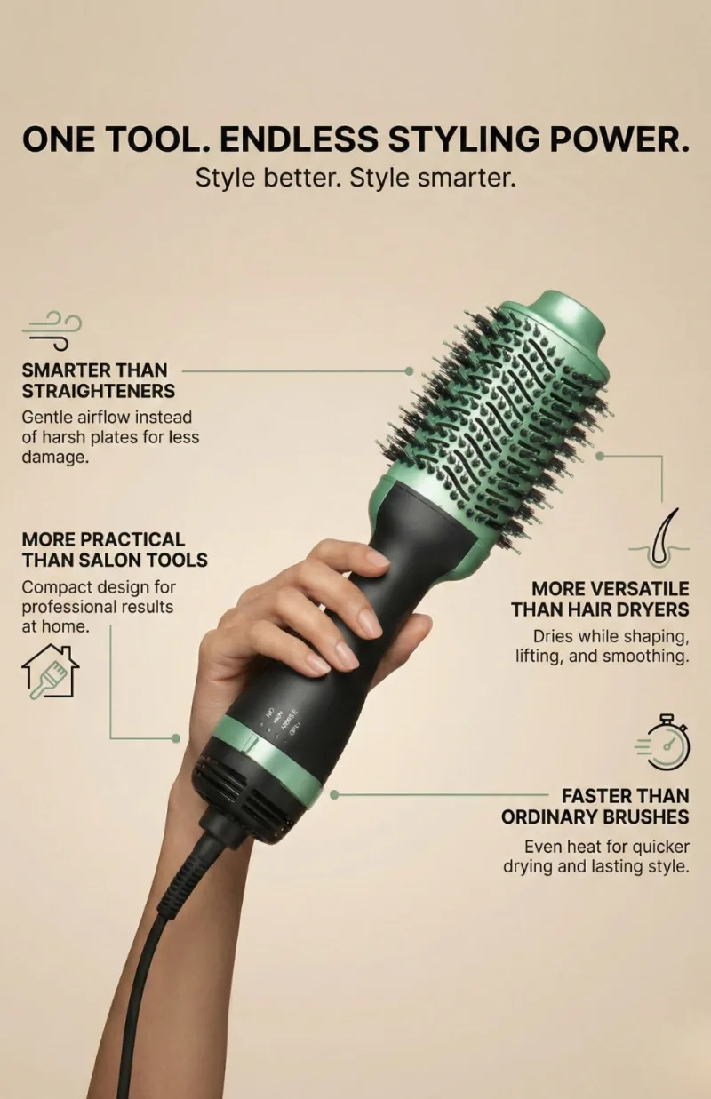 StyleAir 3-in-1 Hot Air Dryer Brush, Straightener & Volumizer Styling Tool