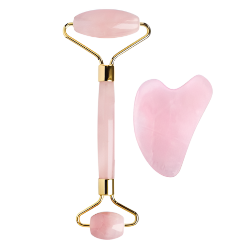 Experience elegance with Signaxo: a rose quartz roller and heart-shaped gua sha for luxurious skincare rituals.